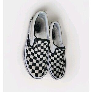 Vans Shoes Mens 6 Womens 7.5 Classic Slip On Checkerboard Sneakers Black White
